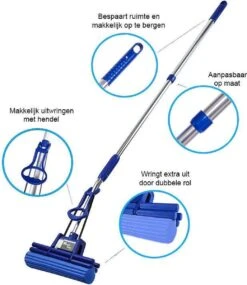 Magic Mop Vloerwisser - Dweilsysteem Zonder Wringen - Inclusief Telescoopsteel 150 Cm - Blauw -Reinigingsapparaten Winkel 1041x1200