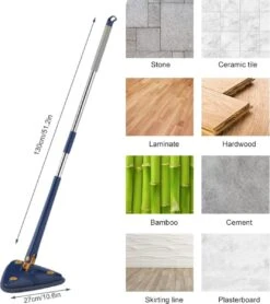 Merkloos Premium Driehoekige Dweil Met Wringer - Verstelbaar En 360 Graden Draaibaar – Dweilsysteem Incl. 4 Microvezel Doeken -Reinigingsapparaten Winkel 1067x1200