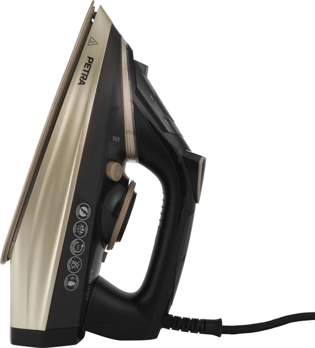 Petra Stoomstrijkijzer Met Dubbele Keramische Zoolplaat - 300ml Waterreservoir - 3100W 3 Petra Stoomstrijkijzer Met Dubbele Keramische Zoolplaat - 300ml Waterreservoir - 3100W