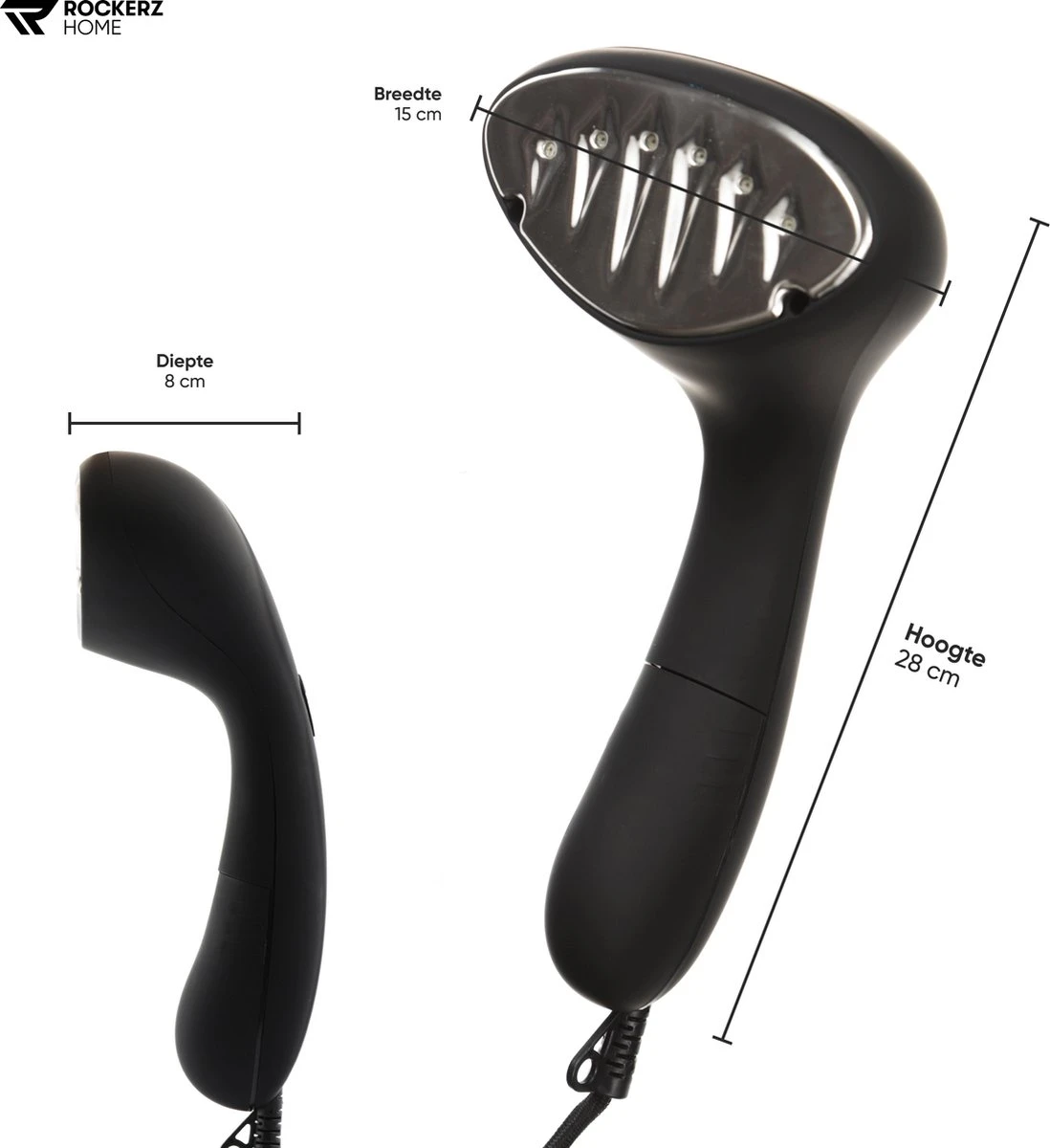 Kledingstomer - Handstomer - Stoomreiniger - Stomer - Luxe Uitvoering - Krachtig En Stijlvol - Inclusief Maatbeker - Snel Opgewarmd (25 Sec) - Geschenkverpakking- 1500W - Merk: Rockerz Home - Kleur: Zwart 7 Kledingstomer - Handstomer - Stoomreiniger - Stomer - Luxe Uitvoering - Krachtig En Stijlvol - Inclusief Maatbeker - Snel Opgewarmd (25 Sec) - Geschenkverpakking- 1500W - Merk: Rockerz Home - Kleur: Zwart - Afbeelding 5