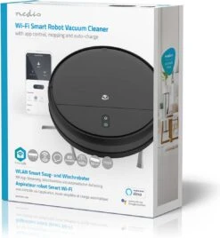Nedis Robotstofzuiger - Willekeurig - Wi-Fi - Capaciteit Opvangreservoir: 0.2 L - Automatisch Opladen - Maximale Gebruiksduur: 90 Min - Zwart - Android™ / IOS -Reinigingsapparaten Winkel 1104x1200 1
