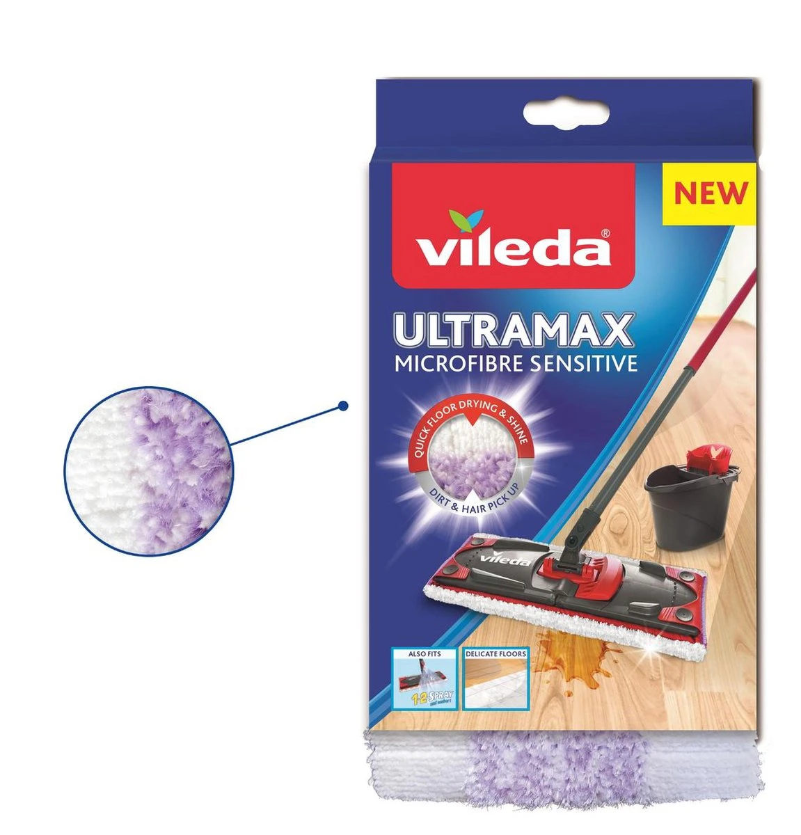 Vileda UltraMax Sensitive - Complete Set - Vlakke Microvezelmop + Emmer Met Pers - Voor Parket En Delicate Oppervlakken 6 Vileda UltraMax Sensitive - Complete Set - Vlakke Microvezelmop + Emmer Met Pers - Voor Parket En Delicate Oppervlakken - Afbeelding 4