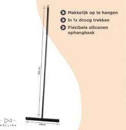 Mellira - Vloerwisser - Vloertrekker Met Steel - Watertrekker Voor Douche - Douchewisser Badkamer - Inclusief Ophanghaak - RVS - Zwart (kerstcadeau Met Verpakking) -Reinigingsapparaten Winkel 1157x1200