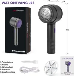 DynaBright Elektrische Pluizenverwijderaar - Draadloos - 2 Extra Opzetstukken - Pluizentondeuse - Grijs -Reinigingsapparaten Winkel 1163x1200 2