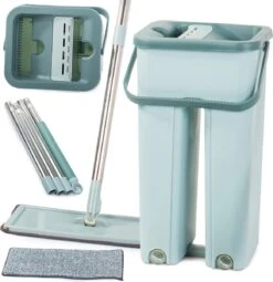 Handy Mop - Dweilsysteem - Vloerwisser - Emmer Met Wringer - Vlakke Dweil Met Een Emmer Met Een Tweekamerpers, Dweil, Emmer, Handy Mop - Dweilsysteem - Vloerwisser - Emmer Met Wringer -