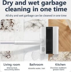 Royalty Line Vloerreiniger - Elektrische Rolveger - Elektrische Vloerreiniger - Steelstofzuiger Draadloos - Elektrische Bezem - Elektrische Veegborstel - 0,7 Liter - Draadloos - Incl. Accu En Lader - Wit / Zwart -Reinigingsapparaten Winkel 1171x1200