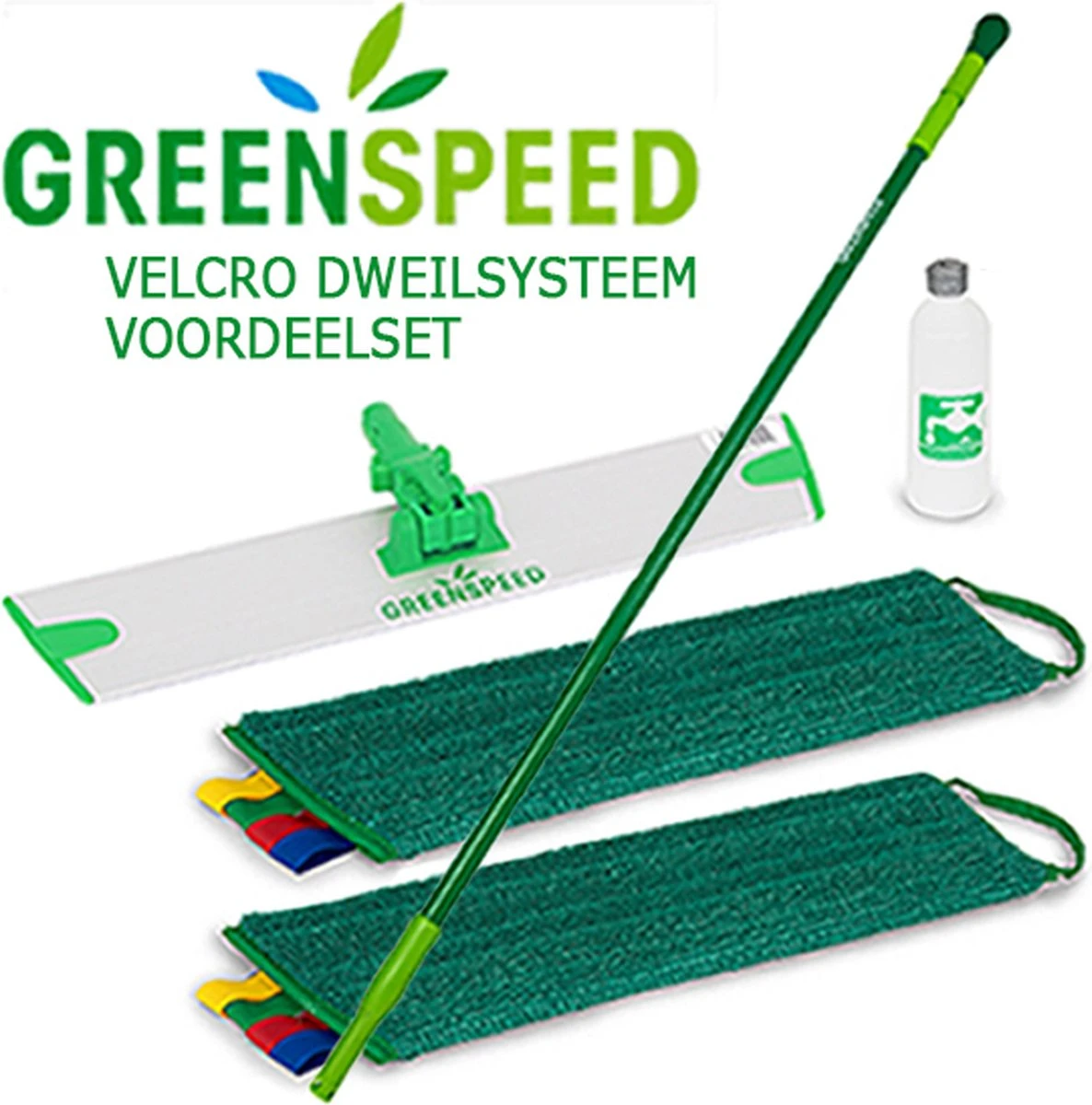 Greenspeed Sprenkler Dweilset Met 2 Microvezel Vlakmoppen 3 Greenspeed Sprenkler Dweilset Met 2 Microvezel Vlakmoppen