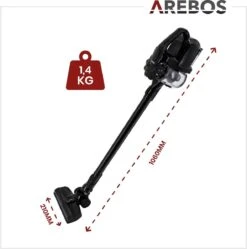 AREBOS - 2-in-1 Steelstofzuiger Draadloos - Stofzuiger Zonder Zak 200W - Kruimelzuiger - Handstofzuiger - Turboborstel Met LED - Stofzuiger Met Zak - Zwart -Reinigingsapparaten Winkel 1188x1200 7