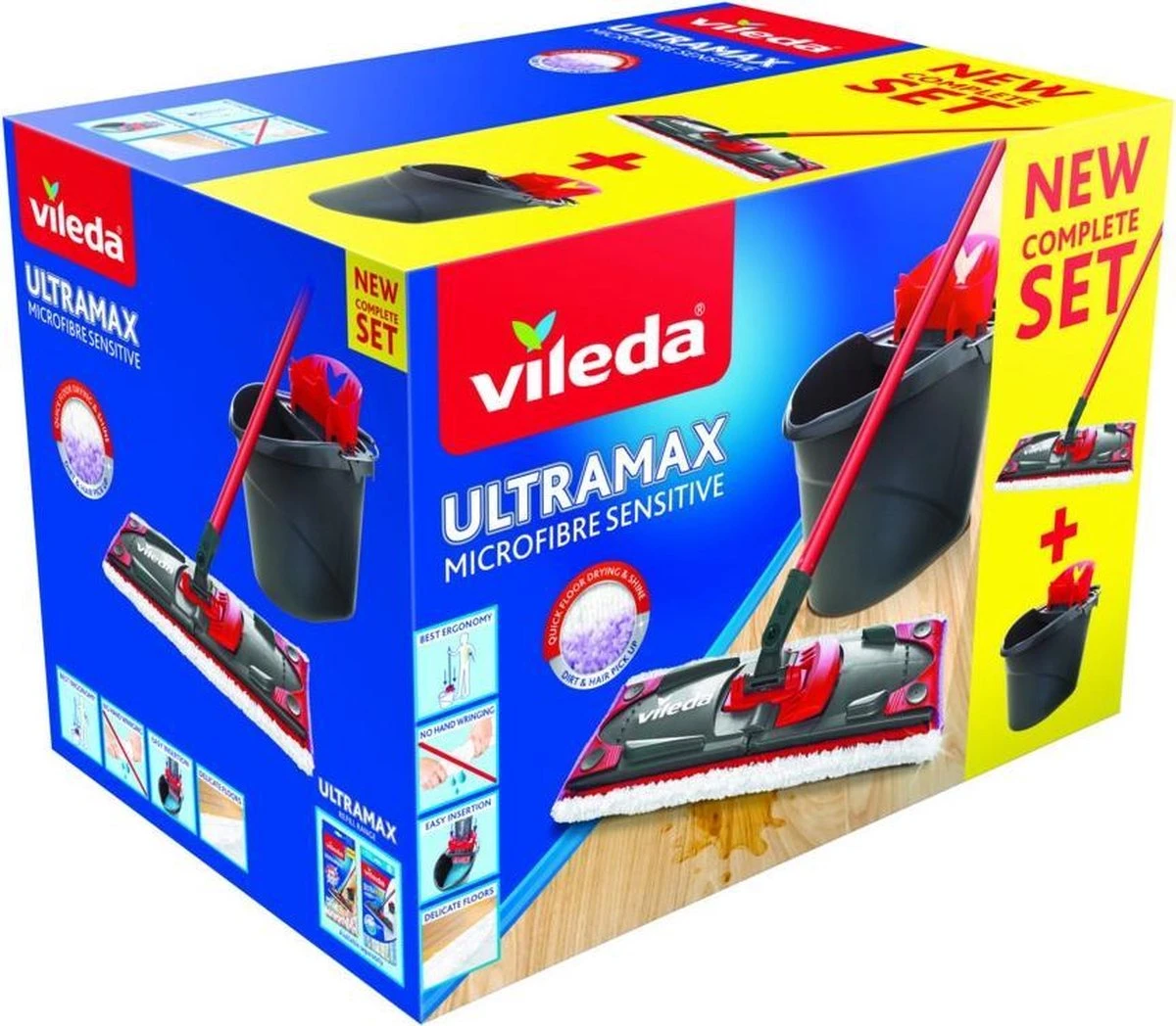 Vileda UltraMax Sensitive - Complete Set - Vlakke Microvezelmop + Emmer Met Pers - Voor Parket En Delicate Oppervlakken 9 Vileda UltraMax Sensitive - Complete Set - Vlakke Microvezelmop + Emmer Met Pers - Voor Parket En Delicate Oppervlakken - Afbeelding 7