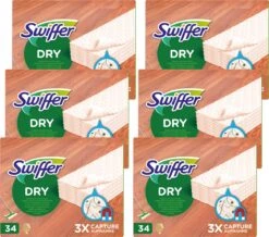 Swiffer Vloerreiniger Droge Doekjes Voor Parket - Voordeelverpakking 6 X 34 Navullingen