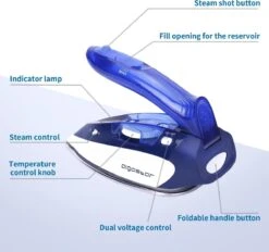 Aigostar Lucas 31PYF - Stoomstrijkijzer Travel/Reisstrijkijzer - 1100W - Paars/Wit -Reinigingsapparaten Winkel 1200x1126 1