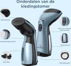 Luxe Kledingstomer - Handstomer - Handstoomreiniger - Stoomstrijkijzer - Stomer Kleding - Voor Op Reis - Blauw -Reinigingsapparaten Winkel 1200x1129 6