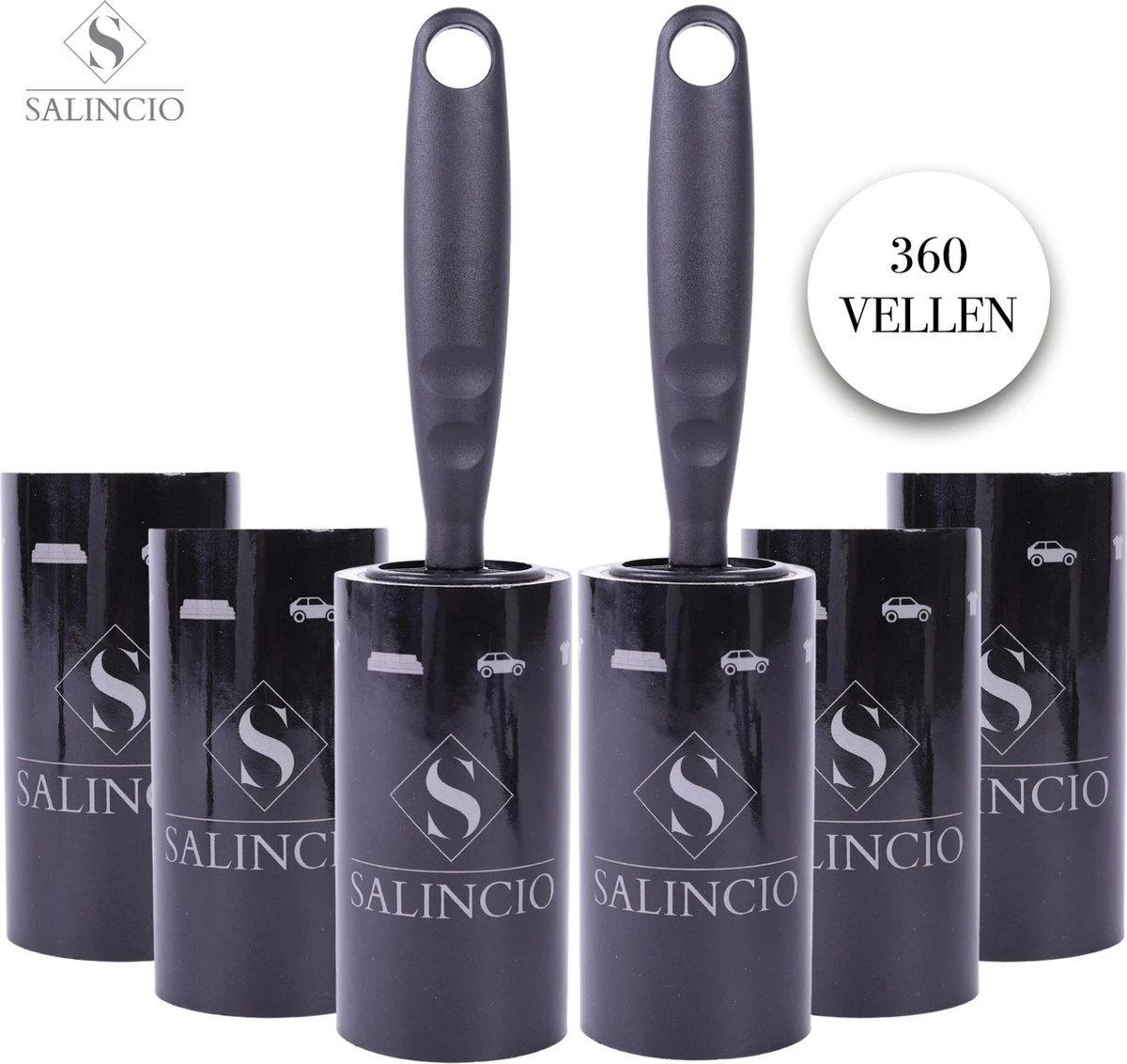 Salincio Kledingroller - Met 2 Handvatten En 6 Navullingen - Pluizenroller – 360 Kleefvellen – Verwijdert Haren En Stof – Kleefroller 3 Salincio Kledingroller - Met 2 Handvatten En 6 Navullingen - Pluizenroller – 360 Kleefvellen – Verwijdert Haren En Stof – Kleefroller