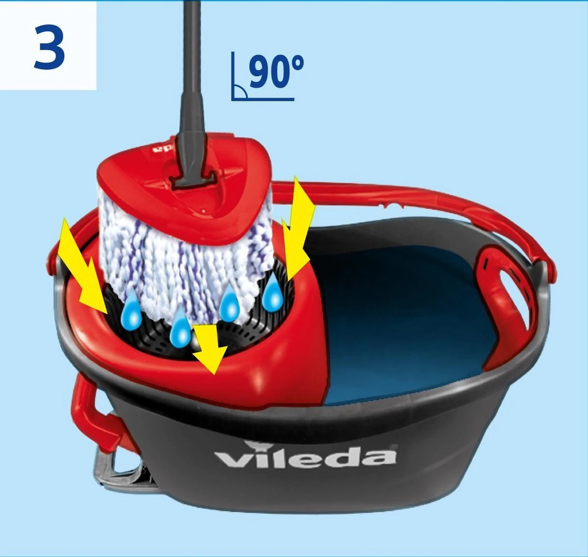 Vileda TURBO 3in1 Mop Met Zwenkkop + Pedaalemmer 11 Vileda TURBO 3in1 Mop Met Zwenkkop + Pedaalemmer - Afbeelding 9