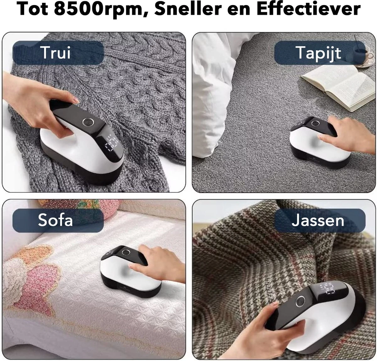 DOWO® - Elektrische Pluizenverwijderaar - Ontpluizer - Draadloos En Oplaadbaar - Pluizentondeuse - 3 Extra Opzetstukken - Zwart 6 DOWO® - Elektrische Pluizenverwijderaar - Ontpluizer - Draadloos En Oplaadbaar - Pluizentondeuse - 3 Extra Opzetstukken - Zwart - Afbeelding 4