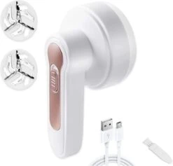 IBright Elektrische Pluizenverwijderaar - Ontpluizer - Draadloos - Oplaadbaar Met USB - Lichtgewicht - Incl. 2 Extra Opzetstukken - Wit