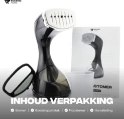 Kledingstomer - Handstomer - Stoomreiniger - Stomer - Inclusief Opzetborstel En Maatbeker - Groot Waterreservoir (300 Ml) - Snel Opgewarmd (30 Sec) - 3 Standen - 1500W - Merk: Rockerz Home - Kleur: Zwart -Reinigingsapparaten Winkel 1200x1158 8