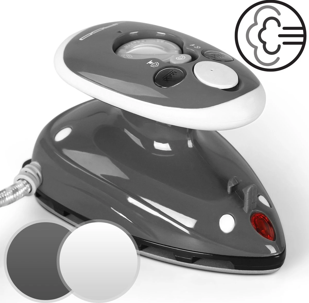 Jago - Mini Strijkijzer - Reisstrijkijzer - Stoomstrijkijzer - Droog En Stoom Strijken - Strijkijzer Met Stoomgenerator - Grijs 4 Jago - Mini Strijkijzer - Reisstrijkijzer - Stoomstrijkijzer - Droog En Stoom Strijken - Strijkijzer Met Stoomgenerator - Grijs - Afbeelding 2