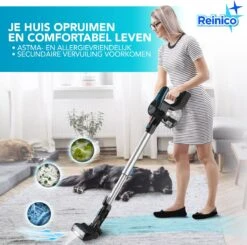Reinico® - Stofzuiger - Vacuum Cleaner -12Kpa Krachtige Zuigstokstofzuiger - 6 In 1 Snoerloze Steelstofzuiger - 2200mAh Batterij - 440*330*190mm - Handheld - Zwart - EU-stekker -Reinigingsapparaten Winkel 1200x1190