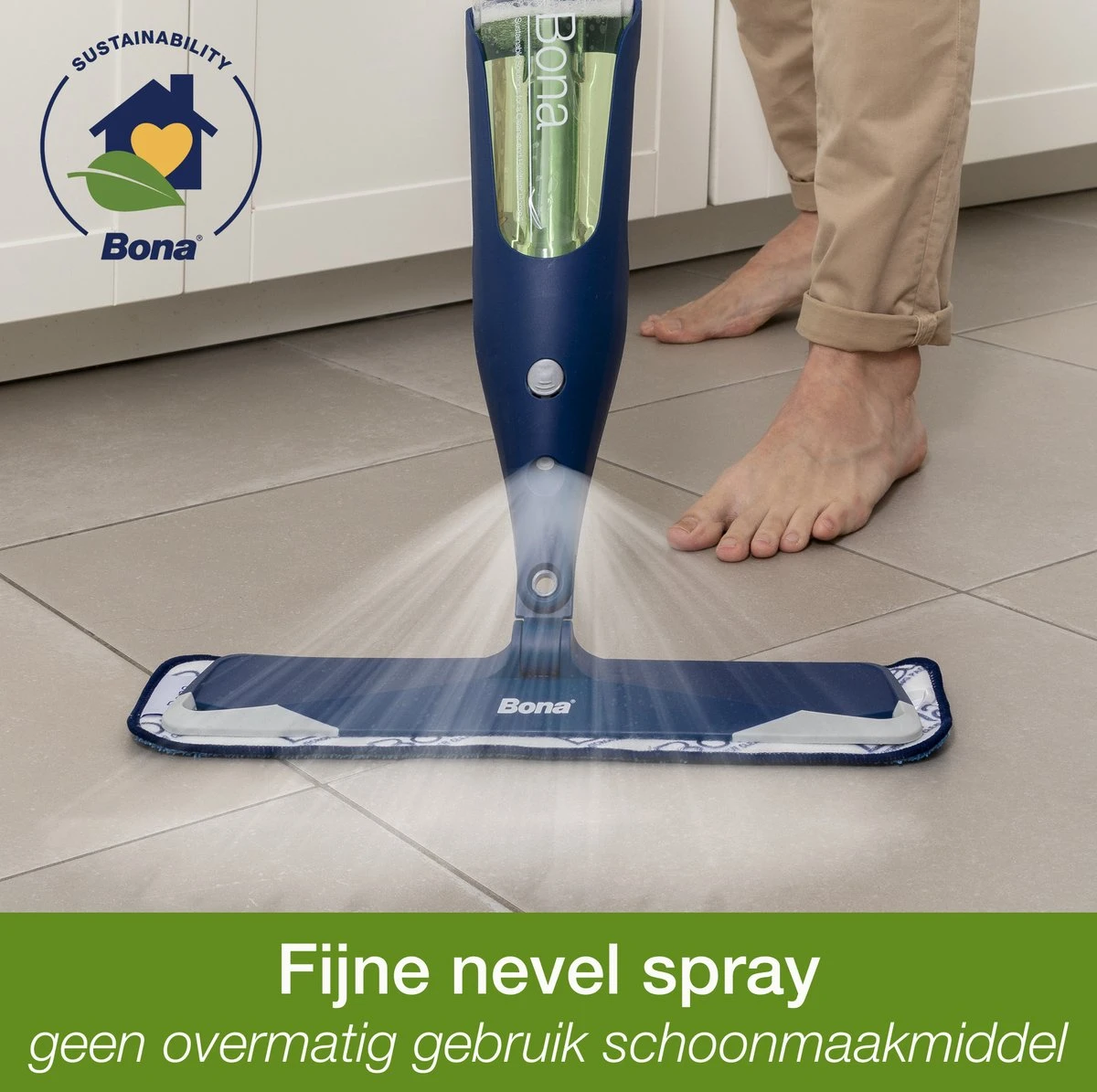 Bona Premium Spray Mop - Alles-in-1 Dweilsysteem - Vloerwisser Inclusief Harde Vloer, Tegel/ Laminaat Reiniger & Microvezel Reinigingspad - Streeploos - Sneldrogend 10 Bona Premium Spray Mop - Alles-in-1 Dweilsysteem - Vloerwisser Inclusief Harde Vloer, Tegel/ Laminaat Reiniger & Microvezel Reinigingspad - Streeploos - Sneldrogend - Afbeelding 8