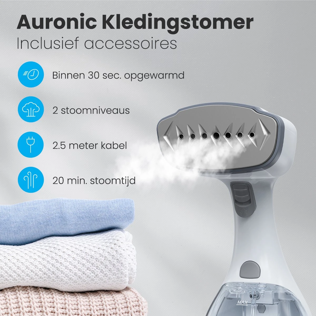 Auronic Kledingstomer - Handstomer Voor Kleding En Meubilair - 300ml - Wit 4 Auronic Kledingstomer - Handstomer Voor Kleding En Meubilair - 300ml - Wit - Afbeelding 2