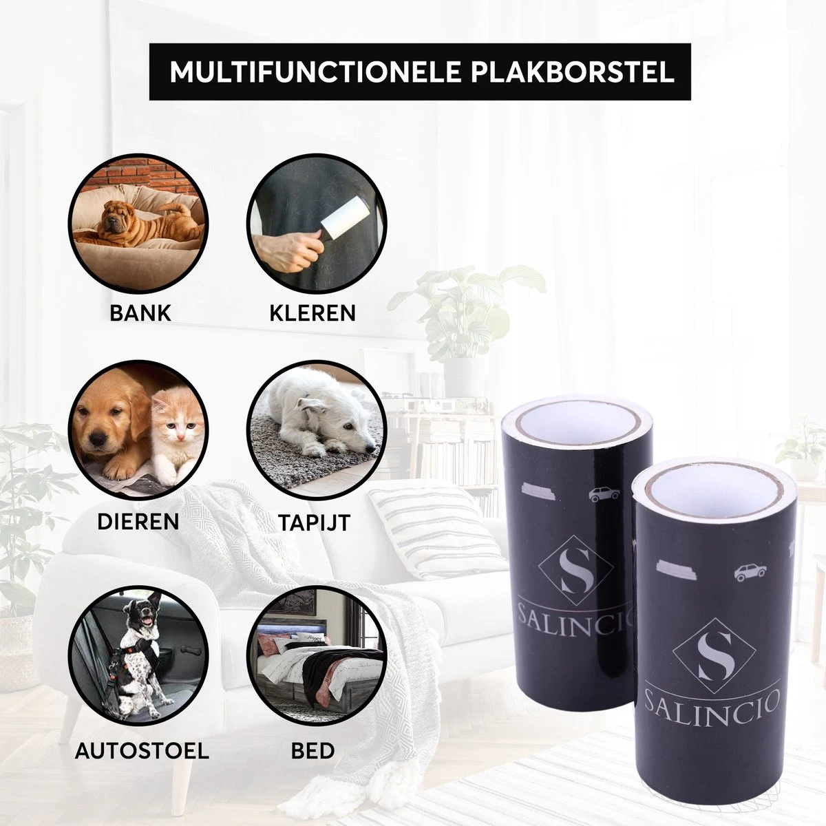 Salincio Kledingroller - Met 2 Handvatten En 6 Navullingen - Pluizenroller – 360 Kleefvellen – Verwijdert Haren En Stof – Kleefroller 5 Salincio Kledingroller - Met 2 Handvatten En 6 Navullingen - Pluizenroller – 360 Kleefvellen – Verwijdert Haren En Stof – Kleefroller - Afbeelding 3