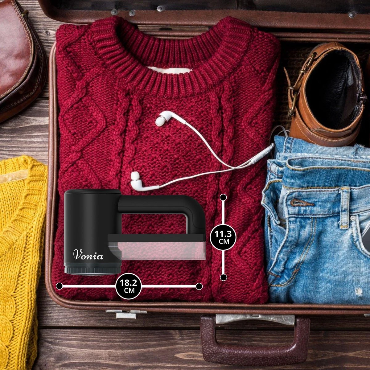 Vonia Pluizenverwijderaar - Pluizentondeuse - Elektrische Ontpluizer - Ontpiller - Draadloos - 2 Extra Opzetstukken- Zwart 8 Vonia Pluizenverwijderaar - Pluizentondeuse - Elektrische Ontpluizer - Ontpiller - Draadloos - 2 Extra Opzetstukken- Zwart - Afbeelding 6