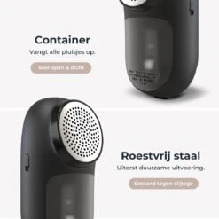 Attic Lux 2-in-1 Pluizenverwijderaar – Kledingborstel – Ontpluizer – Ontpiller – Draadloos – Elektrisch – Kleding/Meubels/Beddengoed - Zwart -Reinigingsapparaten Winkel 1200x1200 1321