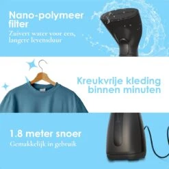 Luxe Kledingstomer - Handstomer - Handstoomreiniger - Stoomstrijkijzer - Stomer Kleding - Voor Op Reis - Zwart -Reinigingsapparaten Winkel 1200x1200 1513