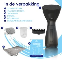 Luxe Kledingstomer - Handstomer - Handstoomreiniger - Stoomstrijkijzer - Stomer Kleding - Voor Op Reis - Zwart -Reinigingsapparaten Winkel 1200x1200 1523