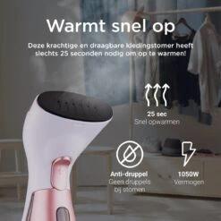Luxe Kledingstomer - Handstomer - Handstoomreiniger - Stoomstrijkijzer - Stomer Kleding - Voor Op Reis - Roze -Reinigingsapparaten Winkel 1200x1200 1532