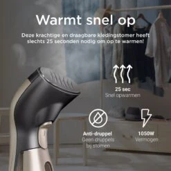 Luxe Kledingstomer - Handstomer - Handstoomreiniger - Stoomstrijkijzer - Stomer Kleding - Voor Op Reis - Goud -Reinigingsapparaten Winkel 1200x1200 1551