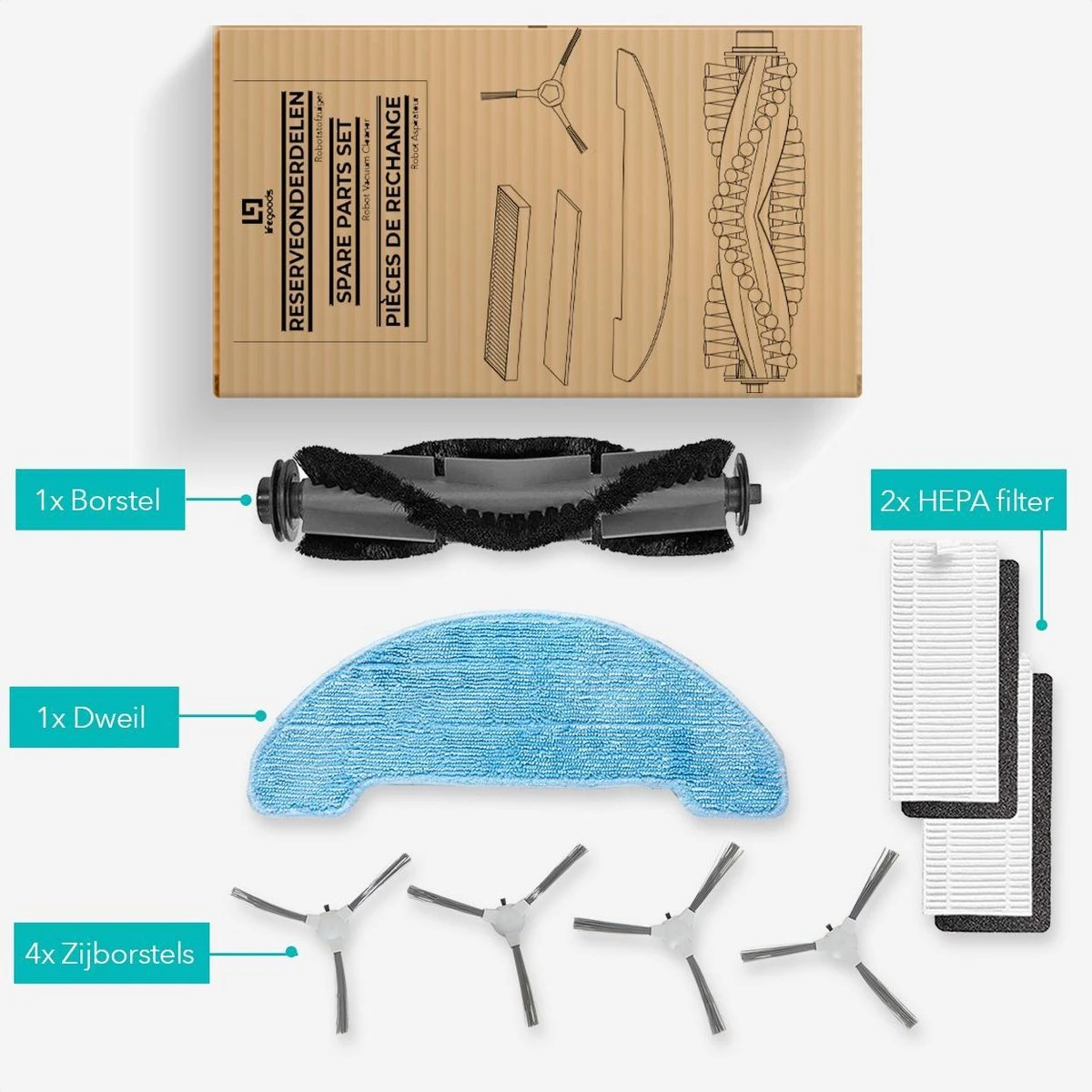 LifeGoods Reserve Onderdelen Set - Geschikt Voor LifeGoods Robotstofzuigers LG1101 En LG1102 6 LifeGoods Reserve Onderdelen Set - Geschikt Voor LifeGoods Robotstofzuigers LG1101 En LG1102 - Afbeelding 4
