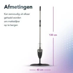 Zwarte Vloerwisser Met Spray Functie - Dweil - Spray Mop - Vloermop 130cm Steel - Schoonmaak Dweilsysteem - 42cm Wisbreedte Dweil - Vloertrekker Met Steel - Vloerreiniger - Dweilstok -Reinigingsapparaten Winkel 1200x1200 243