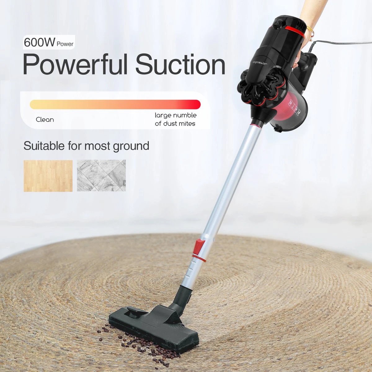 Aigostar Cyclone 33YAT - Steelstofzuiger - 3-in-1 - Met Snoer - 600W - Stofzuiger Zonder Zak - 5 Meter Kabel- Rood/zwart 11 Aigostar Cyclone 33YAT - Steelstofzuiger - 3-in-1 - Met Snoer - 600W - Stofzuiger Zonder Zak - 5 Meter Kabel- Rood/zwart - Afbeelding 9