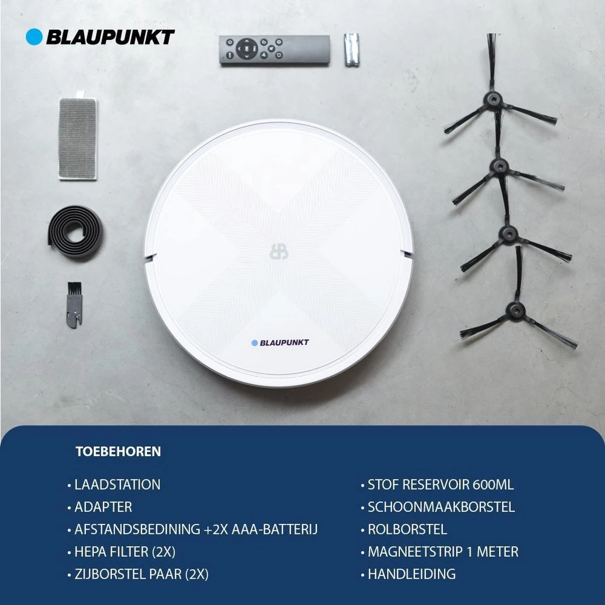 Blaupunkt Bluebot XVAC – Robotstofzuiger Met Laadstation - Met Optie Tot Dweilfunctie – Slimme Gyro Navigatie 14 Blaupunkt Bluebot XVAC – Robotstofzuiger Met Laadstation - Met Optie Tot Dweilfunctie – Slimme Gyro Navigatie - Afbeelding 12