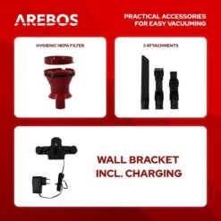 AREBOS Draagbare Accustofzuiger 2in1 Accustofzuiger Zakloos Draadloos Wandlader -Reinigingsapparaten Winkel 1200x1200 558