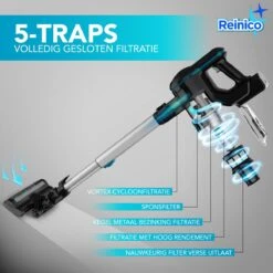 Reinico® - Stofzuiger - Vacuum Cleaner -12Kpa Krachtige Zuigstokstofzuiger - 6 In 1 Snoerloze Steelstofzuiger - 2200mAh Batterij - 440*330*190mm - Handheld - Zwart - EU-stekker -Reinigingsapparaten Winkel 1200x1200 668
