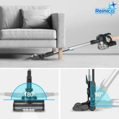 Reinico® - Stofzuiger - Vacuum Cleaner -12Kpa Krachtige Zuigstokstofzuiger - 6 In 1 Snoerloze Steelstofzuiger - 2200mAh Batterij - 440*330*190mm - Handheld - Zwart - EU-stekker -Reinigingsapparaten Winkel 1200x1200 669