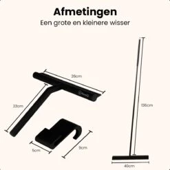 NovaQ® Vloerwisser Met Steel - Vloertrekker Met Steel - Douchewisser Zwart - Raamwisser Douche - Badkamer Trekker - Vloerwisser Zwart 2 In 1 Set Inclusief Ophanghaken -Reinigingsapparaten Winkel 1200x1200 81