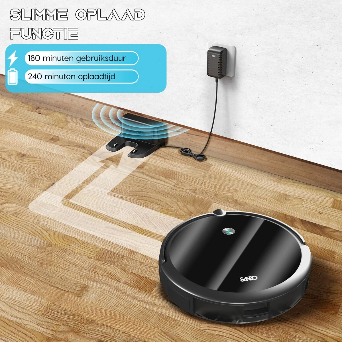 Sanbo D-503 Pro Robotstofzuiger V2 - 2500 PA Zuigkracht - Inclusief HD-Camera & App - Zwart - Inclusief Laadstation - Dweilrobot 5 Sanbo D-503 Pro Robotstofzuiger V2 - 2500 PA Zuigkracht - Inclusief HD-Camera & App - Zwart - Inclusief Laadstation - Dweilrobot - Afbeelding 3