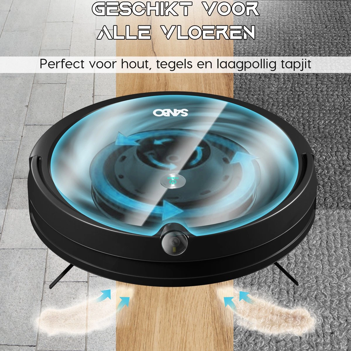 Sanbo D-503 Pro Robotstofzuiger V2 - 2500 PA Zuigkracht - Inclusief HD-Camera & App - Zwart - Inclusief Laadstation - Dweilrobot 6 Sanbo D-503 Pro Robotstofzuiger V2 - 2500 PA Zuigkracht - Inclusief HD-Camera & App - Zwart - Inclusief Laadstation - Dweilrobot - Afbeelding 4