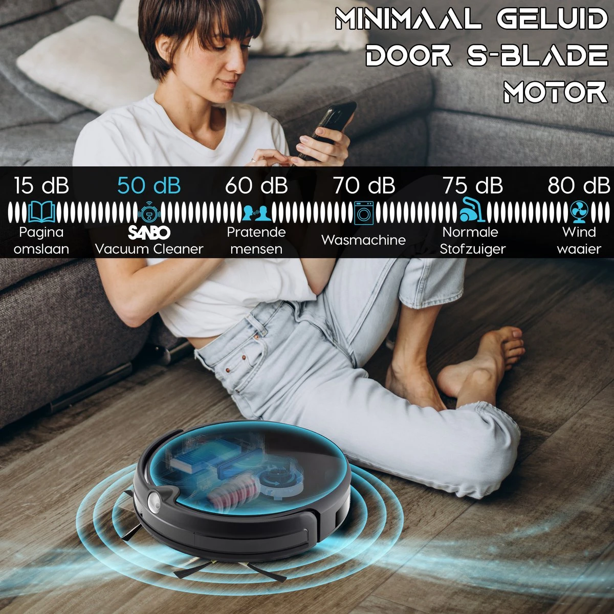 Sanbo D-503 Pro Robotstofzuiger V2 - 2500 PA Zuigkracht - Inclusief HD-Camera & App - Zwart - Inclusief Laadstation - Dweilrobot 9 Sanbo D-503 Pro Robotstofzuiger V2 - 2500 PA Zuigkracht - Inclusief HD-Camera & App - Zwart - Inclusief Laadstation - Dweilrobot - Afbeelding 7