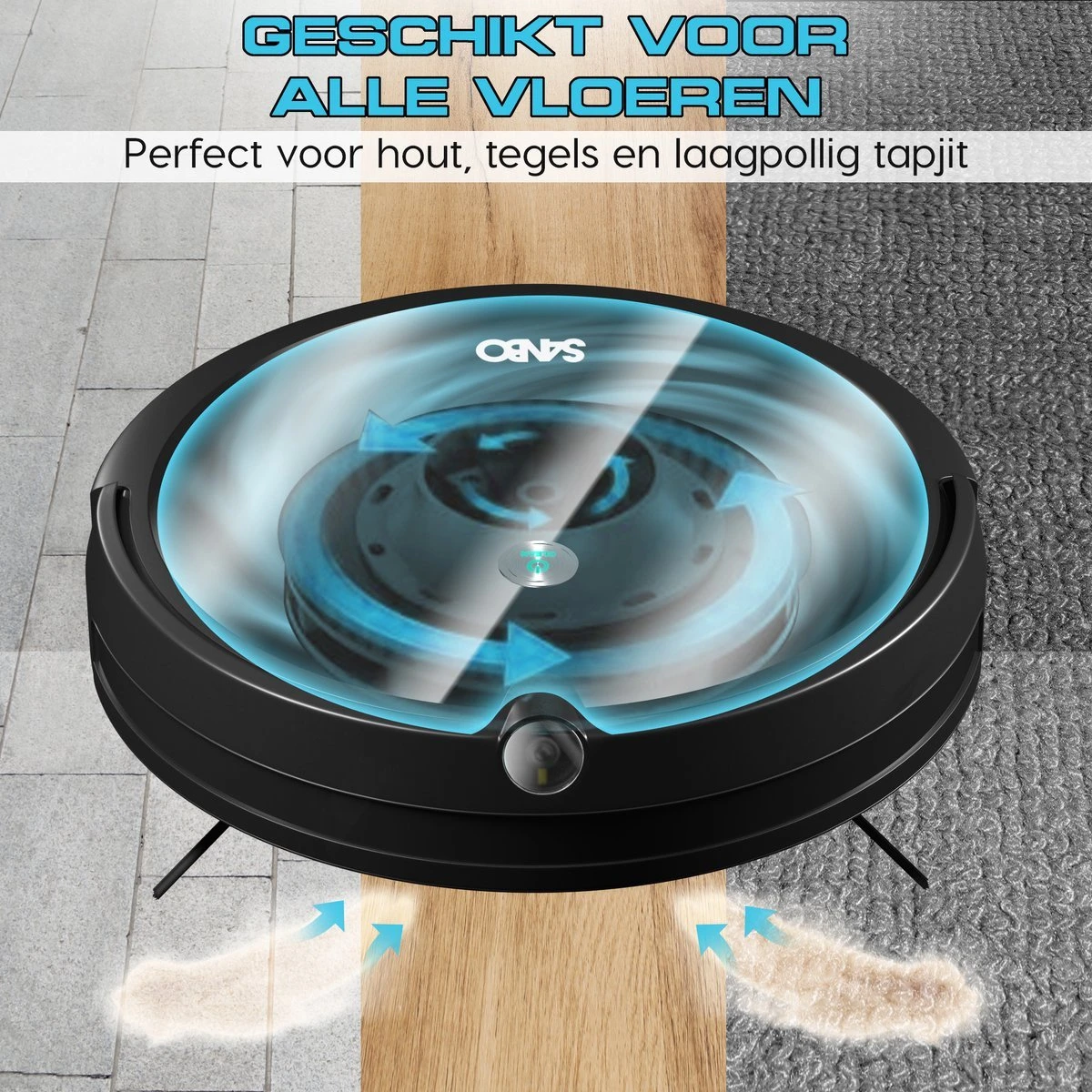 Sanbo D-503 Pro Robotstofzuiger V2 - 2500 PA Zuigkracht - Inclusief HD-Camera & App - Zwart - Inclusief Laadstation - Dweilrobot 13 Sanbo D-503 Pro Robotstofzuiger V2 - 2500 PA Zuigkracht - Inclusief HD-Camera & App - Zwart - Inclusief Laadstation - Dweilrobot - Afbeelding 11