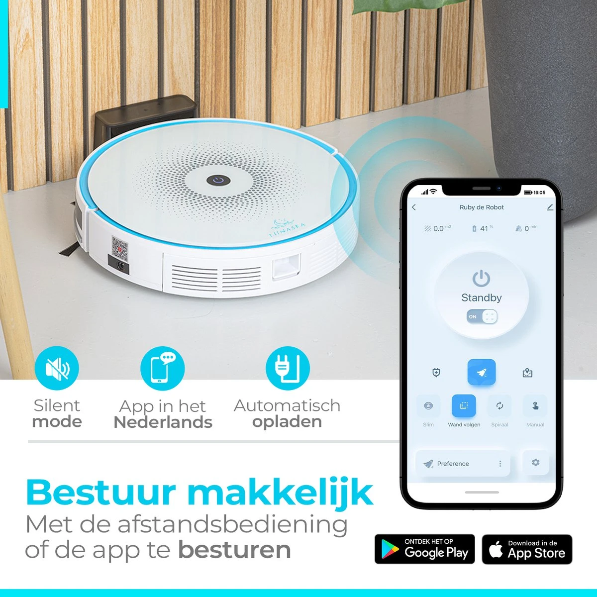 LunaSea's Robotstofzuiger - Robotstofzuiger Met Dweilfunctie - Robotstofzuiger Met Laadstation - Robot Stofzuiger - Wit 9 LunaSea's Robotstofzuiger - Robotstofzuiger Met Dweilfunctie - Robotstofzuiger Met Laadstation - Robot Stofzuiger - Wit - Afbeelding 7