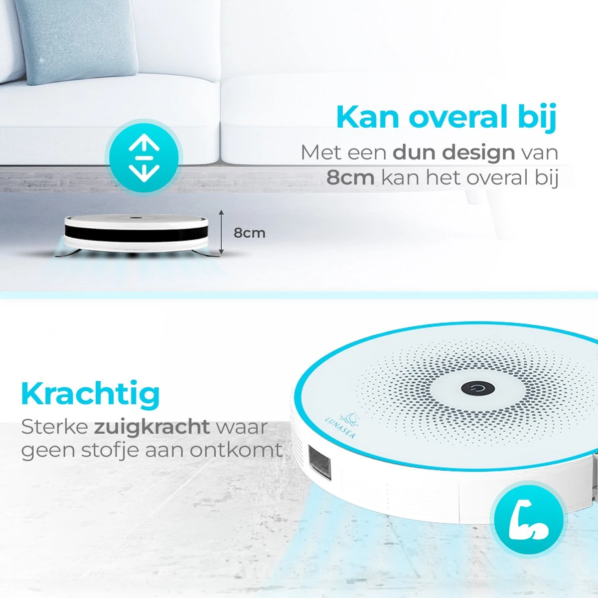 LunaSea's Robotstofzuiger - Robotstofzuiger Met Dweilfunctie - Robotstofzuiger Met Laadstation - Robot Stofzuiger - Wit 10 LunaSea's Robotstofzuiger - Robotstofzuiger Met Dweilfunctie - Robotstofzuiger Met Laadstation - Robot Stofzuiger - Wit - Afbeelding 8