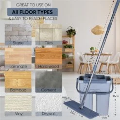 Add To Life Dweilsysteem Vloerwisser - Mop - Self-wash- En Droogsysteem - 2 Stuks Absorberende Pads - Met Emmer - Grijs -Reinigingsapparaten Winkel 1200x1200 94