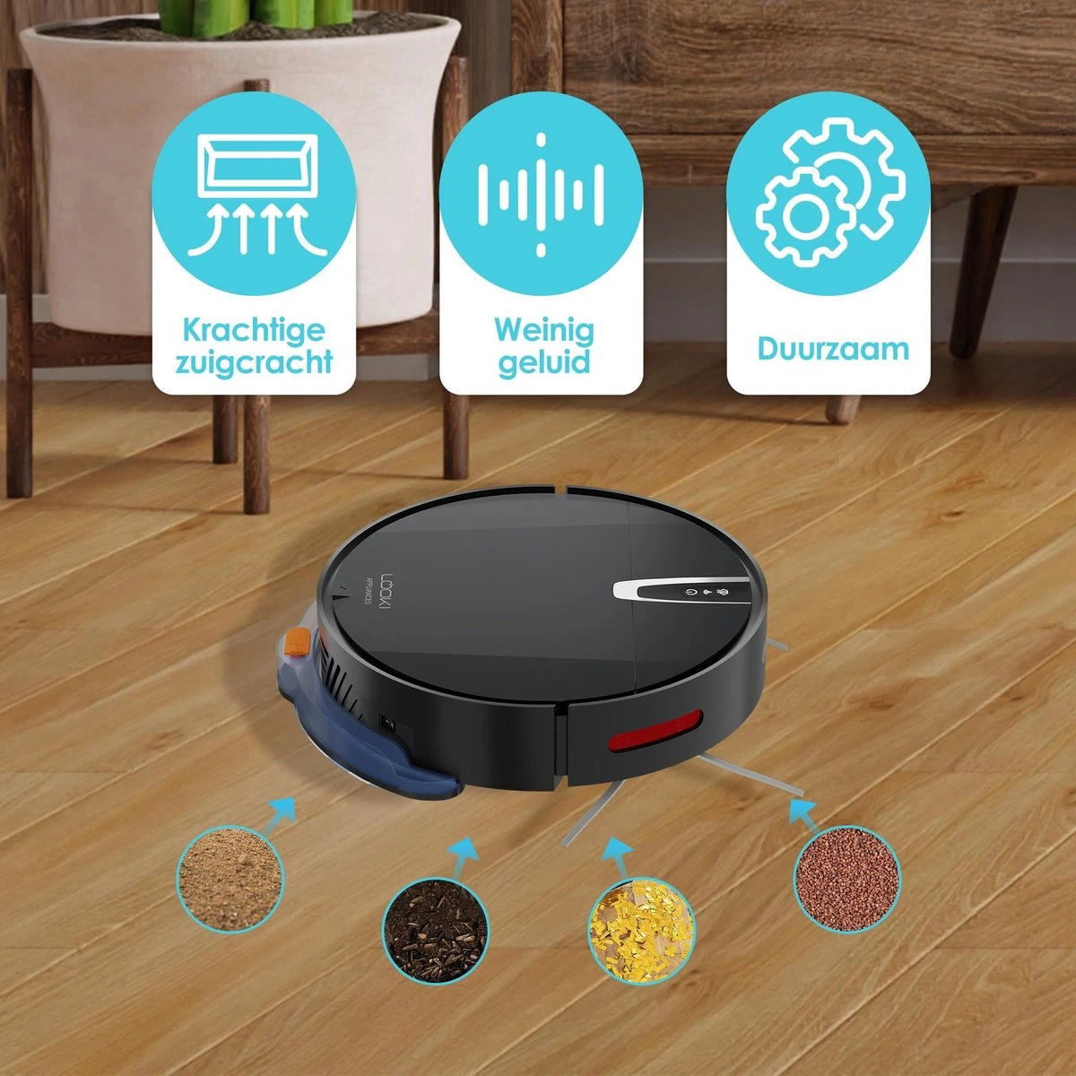 Looki 3-in-1 Robotstofzuiger Met Dweilfunctie - Automatisch - Met Laadstation - Draadloze Robot Stofzuiger - 45DB - Zwart 12 Looki 3-in-1 Robotstofzuiger Met Dweilfunctie - Automatisch - Met Laadstation - Draadloze Robot Stofzuiger - 45DB - Zwart - Afbeelding 10