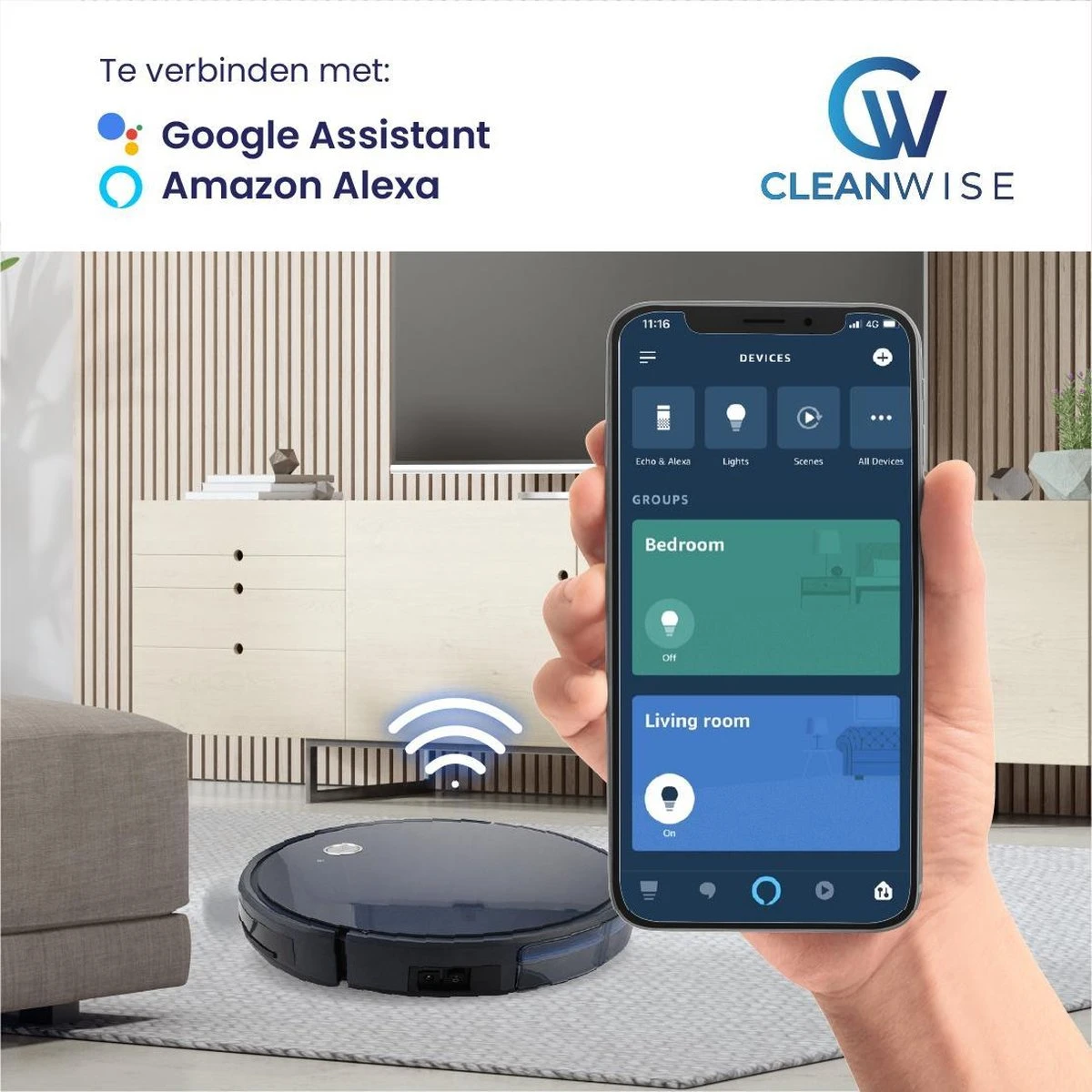 CleanWise - D5 Pro - Robotstofzuiger Met Dweilfunctie - Dweilrobot - Robot Stofzuiger - Stofzuiger Robot - Robotstofzuiger Met Laadstation 6 CleanWise - D5 Pro - Robotstofzuiger Met Dweilfunctie - Dweilrobot - Robot Stofzuiger - Stofzuiger Robot - Robotstofzuiger Met Laadstation - Afbeelding 4