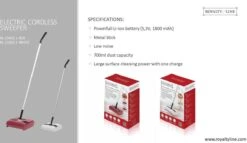 Royalty Line Vloerreiniger - Elektrische Rolveger - Elektrische Vloerreiniger - Steelstofzuiger Draadloos - Elektrische Bezem - Elektrische Veegborstel - 0,7 Liter - Draadloos - Incl. Accu En Lader - Wit / Zwart -Reinigingsapparaten Winkel 1200x693 1